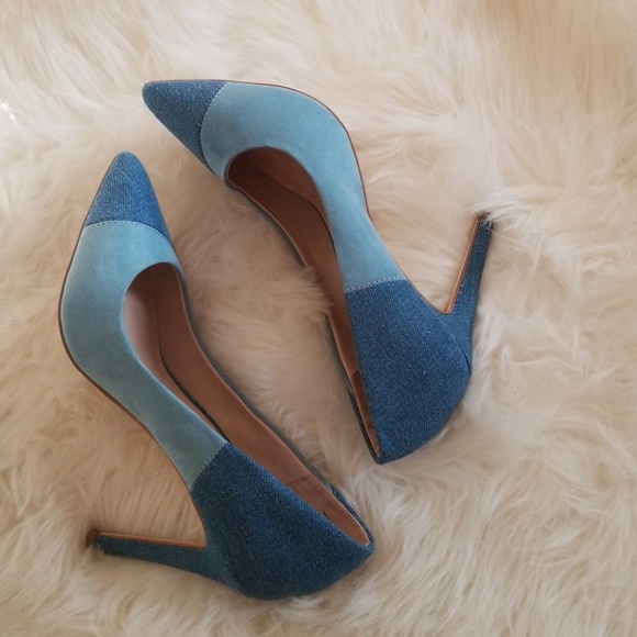 Mix No 6 Necole denim color block heel 4" - Picture 2 of 4